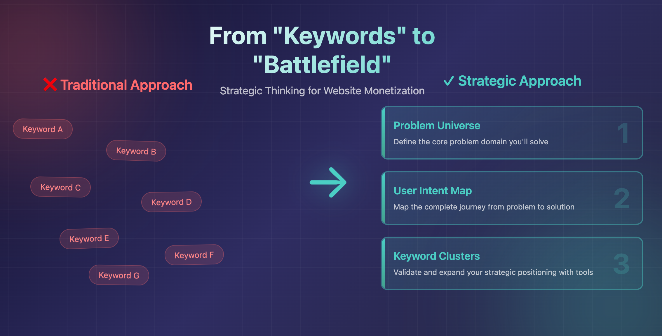 Stop 'Finding Keywords', Start 'Positioning Battlefields': A High-Level Website Monetization Strategy